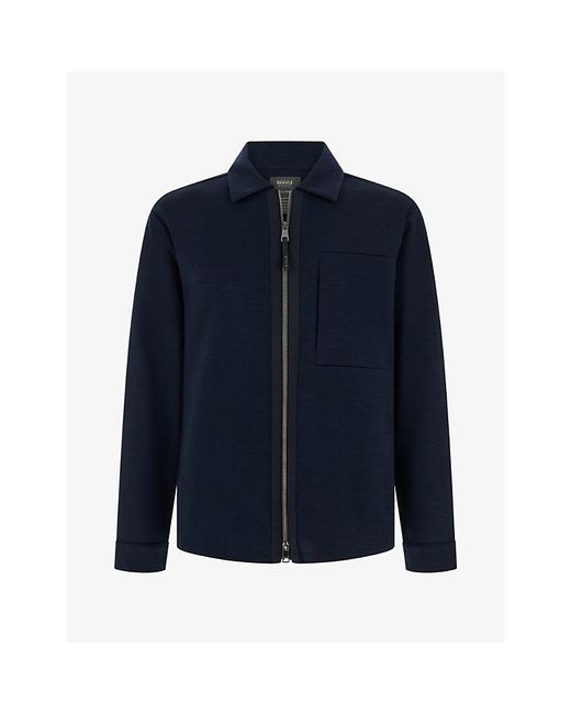 Boggi Blue Zipped Patch-Pocket Wool Jacket for men