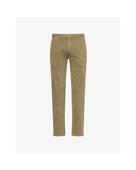 Gant Green Slim-Leg Mid-Rise Cotton Trousers for men