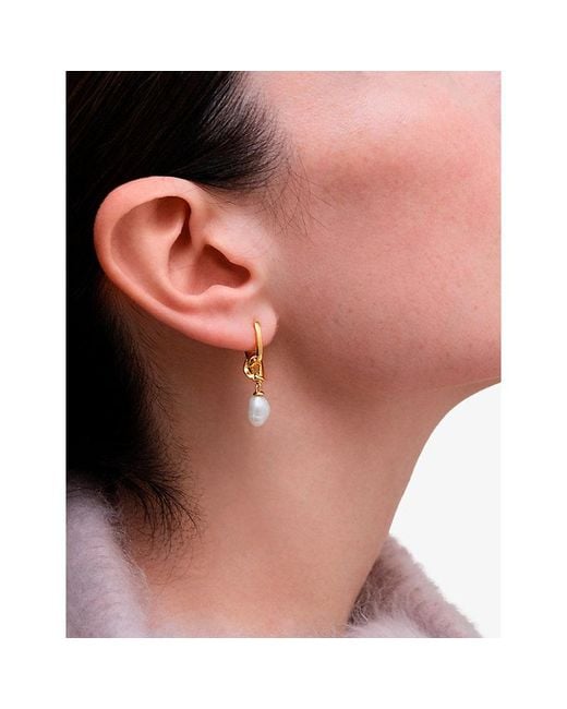 Astley Clarke Metallic Floe 18Ct And Pearl Drop Huggies