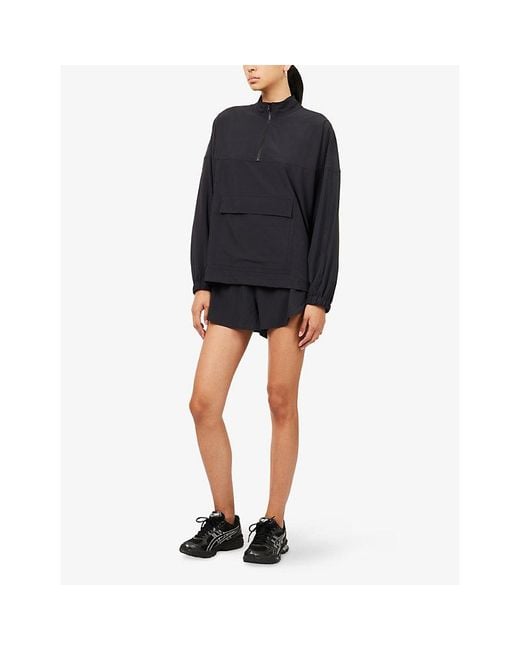 Sisterly Tribe Blue Softflow Funnel-Neck Stretch-Woven Jacket