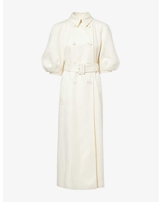 Gabriela Hearst White Iona Double-breasted Linen Maxi Dress