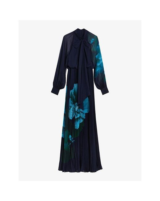 Ted Baker Blue Manami Pussybow Woven Maxi Dress