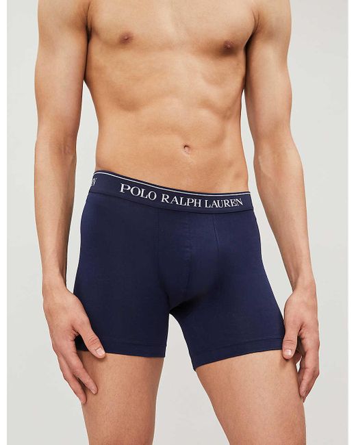 Polo Ralph Lauren Pack Of Three Slim-fit Stretch-cotton Boxer Briefs in Navy (Black) for Men - Lyst