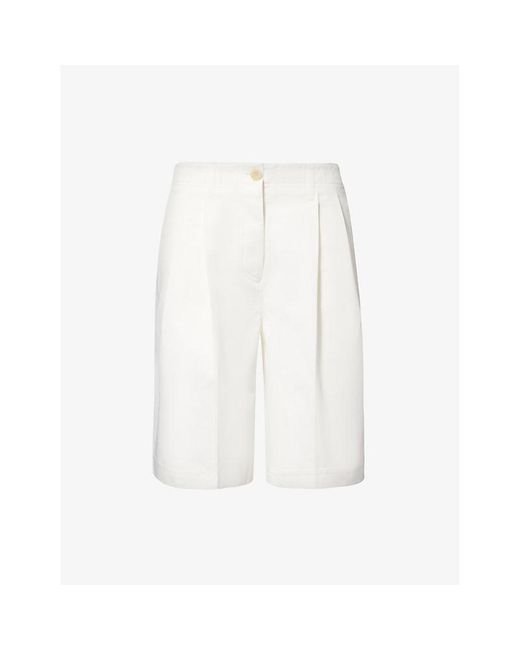 Totême  White Mid-rise Straight-leg Organic-cotton Shorts