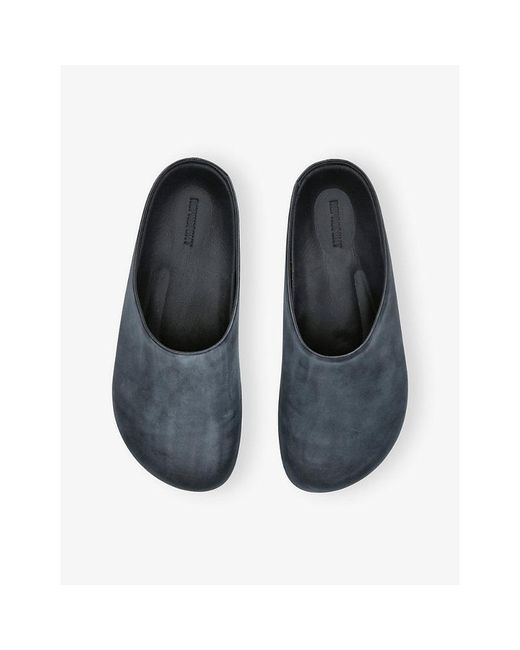 Represent Blue Distressed Leather Mules for men