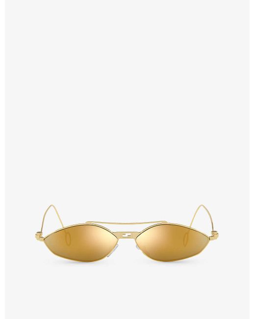 Fendi Metallic Fe40114u Baguette Oval-frame Metal Sunglasses for men