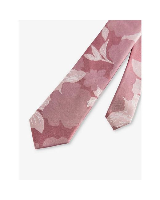 Ted Baker Pink Spikes Floral-print Silk Tie for men