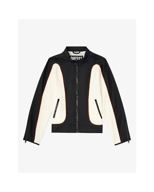 DIESEL Black Colour-Block Zip-Up Nylon Jacket for men
