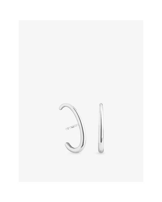 Astrid & Miyu White Orbit Dome Rhodium Plated Sterling- Cuff Stud Earrings