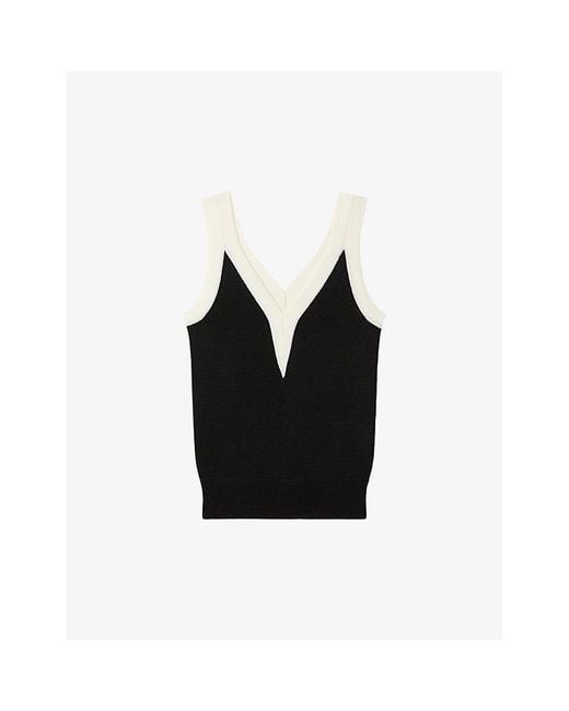 Reiss Black Tessa Colour-blocked Knitted Vest
