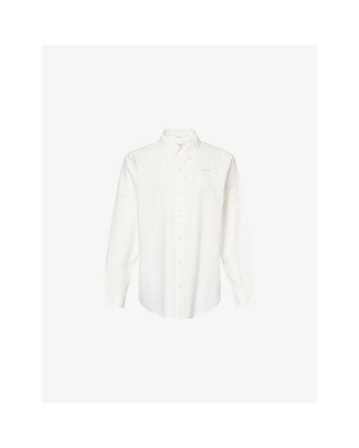 Mother White The Bestie Logo-Embroidered Cotton Shirt