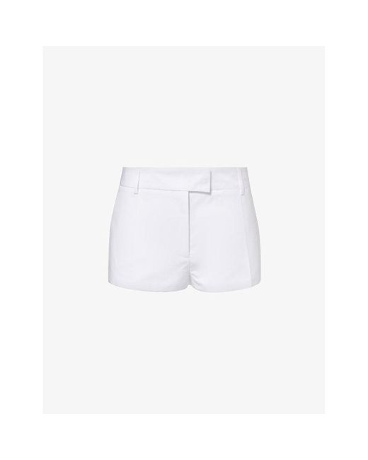 Valentino Garavani White Pressed-crease Slim-fit Cotton Shorts