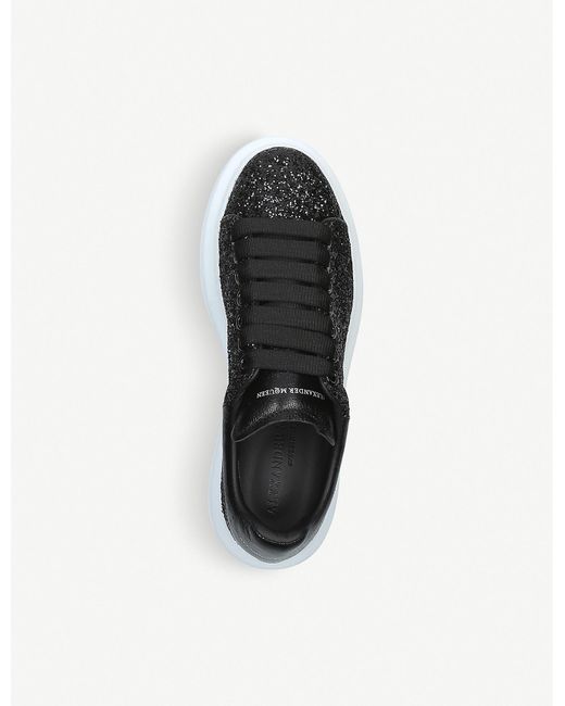 Alexander McQueen Leather Oversized Black Glitter Trainers - Save 44% - Lyst