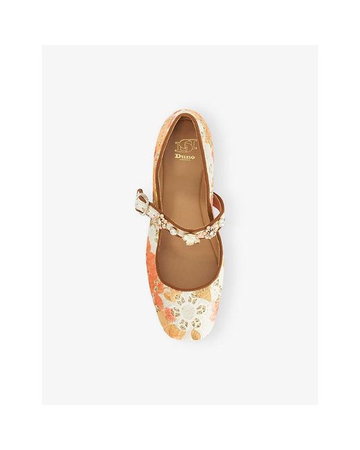 Dune Multicolor Hennrietta Raffia Mary-Jane Flats