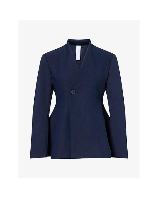 CFCL Blue Milan Collarless Flared Knitted Jacket