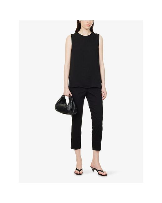 Theory Black Treeca Pull- On Linen-Blend Trousers
