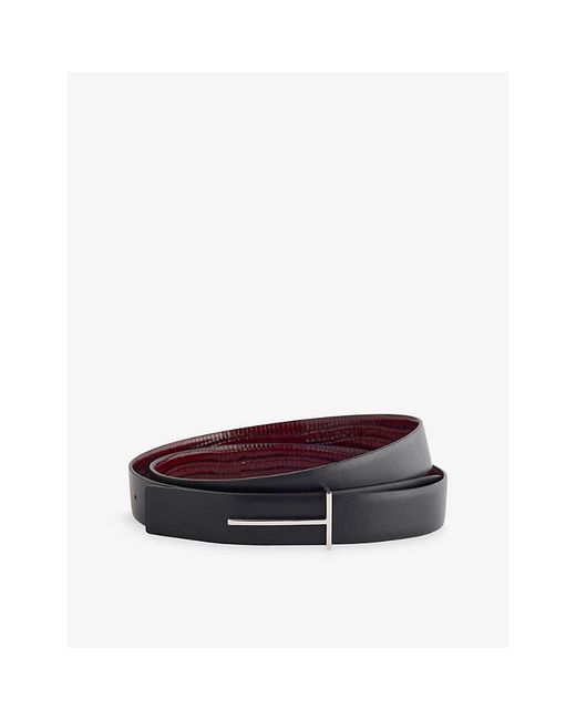 Tom Ford Purple Slim-T Reversible Leather Belt for men
