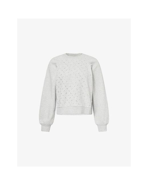 PAIGE White Tricia Crystal-Embellished Cotton Sweatshirt