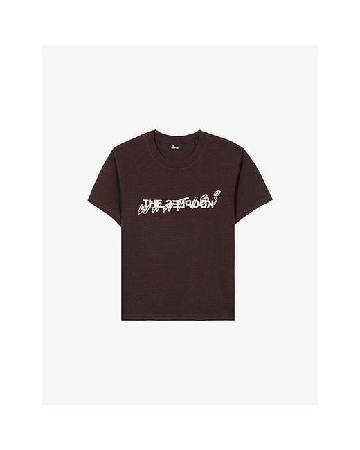 The Kooples Brown Slogan-Print Short-Sleeve Cotton T-Shirt