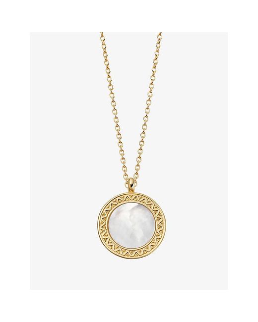 Astley Clarke Metallic Deco 18ct Yellow Gold-plated Vermeil Sterling-silver And Mother-of-pearl Locket Necklace