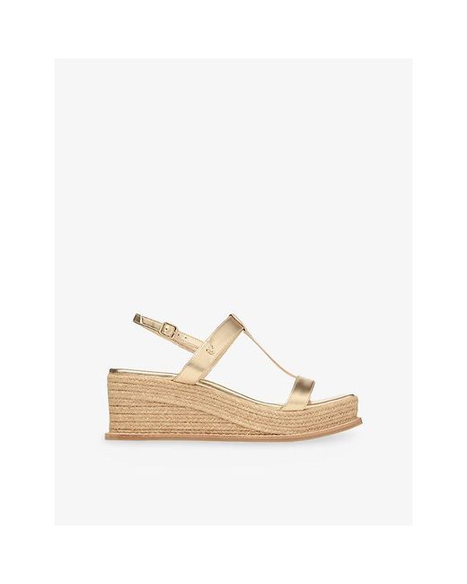Jimmy Choo Natural Theia 60 Metallic-Leather Wedge Heeled Sandals