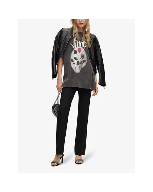 HUGO Black Graphic-print Relaxed-fit Cotton-jersey T-shirt X