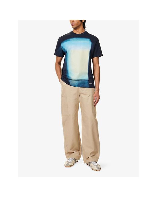 Givenchy Blue Graphic-Print Cotton T-Shirt for men