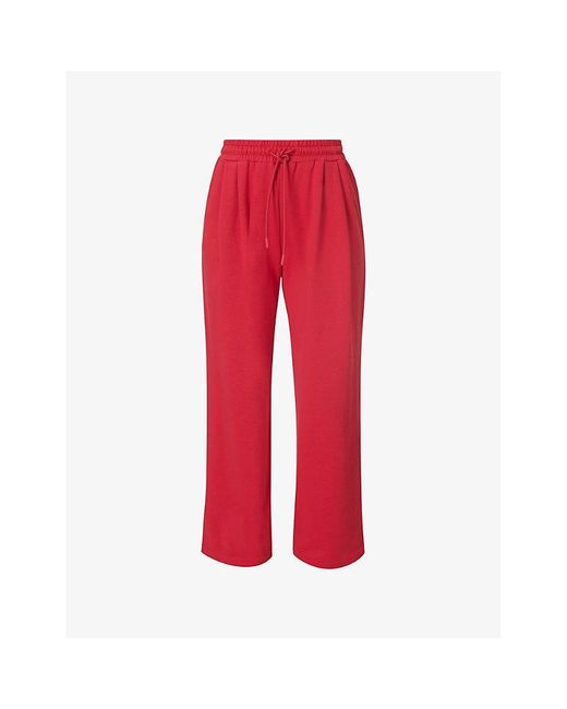 Sweaty Betty Red Revive Wide-Leg Cotton-Blend Jogging Bottoms