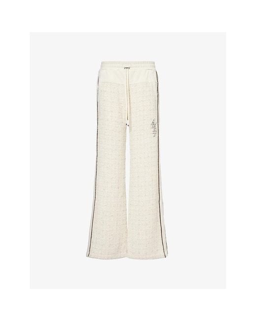 Amiri Natural Bouclé-panel Brand-embroidered Woven Trouser