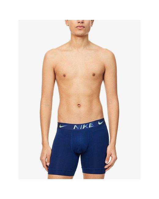 Nike Blue Essentials Micro Dri-Fit Pack-Of-Three Stretch-Woven Boxer Briefs for men