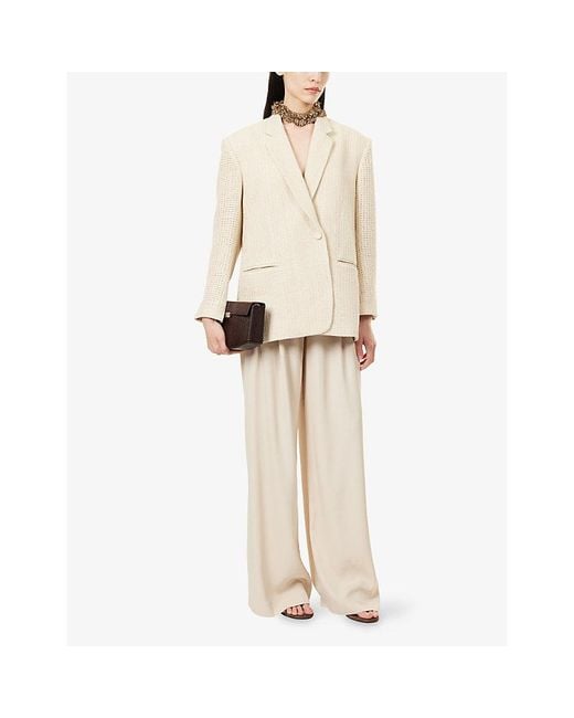 Rebirth Natural Oversize Single-Breasted Knitted Cotton-Blend Jacket