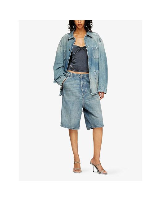 DIESEL Blue D-Stack-U Relaxed-Fit Denim Jacket for men