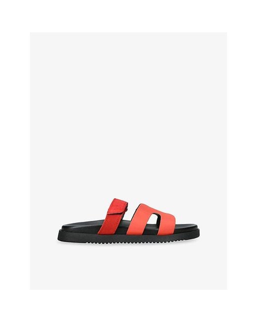 Steve Madden Red Missile Flat Faux Leather Sandals
