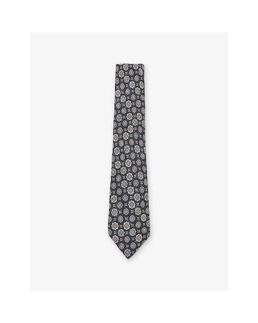 Reiss Men's White Maximo Medallion-Print Silk Tie
