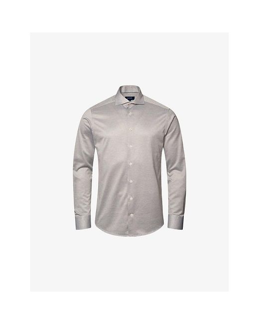 Eton Casual Knit King Straight-point-collar Regular-fit Cotton Shirt in  Gray for Men | Lyst