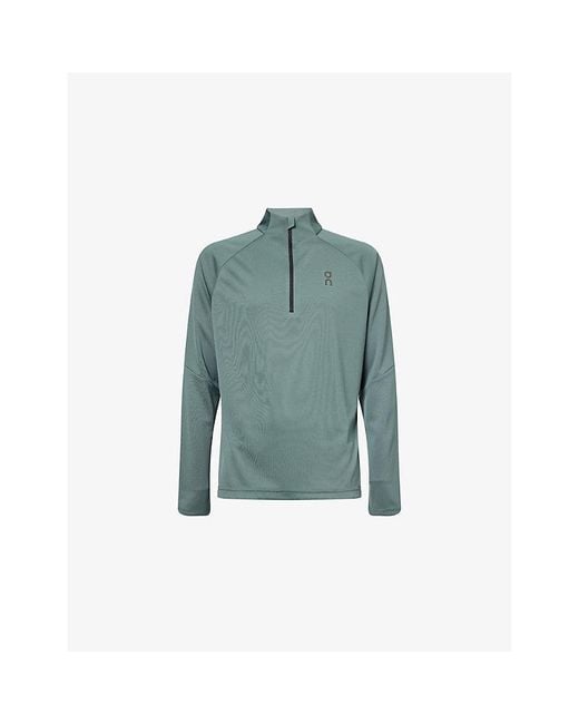 On Shoes Blue Climate Logo-Print Stretch-Woven Top for men