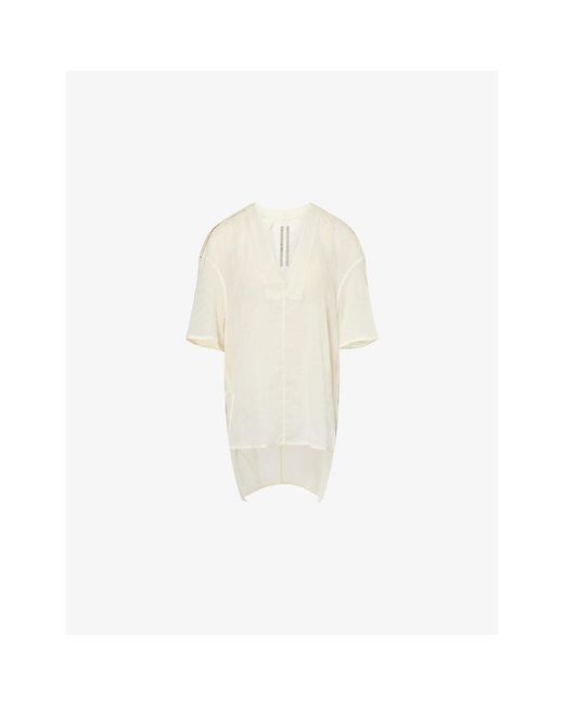 Rick Owens White Island V-Neck Cotton Top