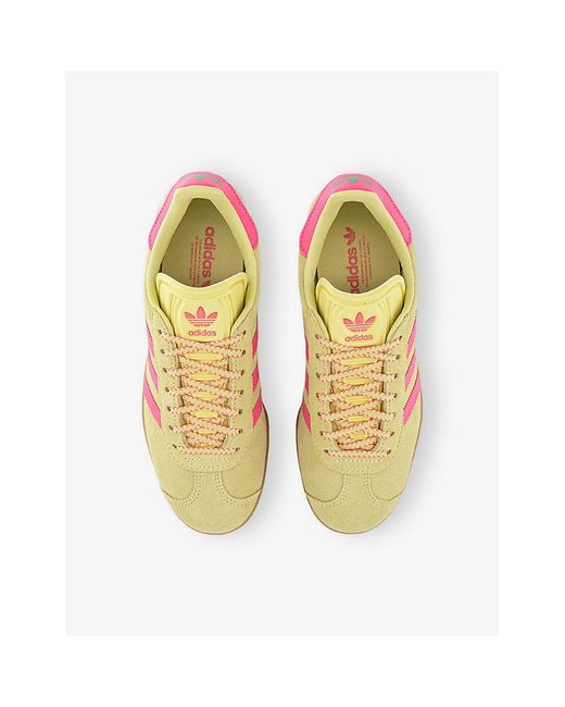 Adidas Yellow Gazelle Suede Low-Top Trainers