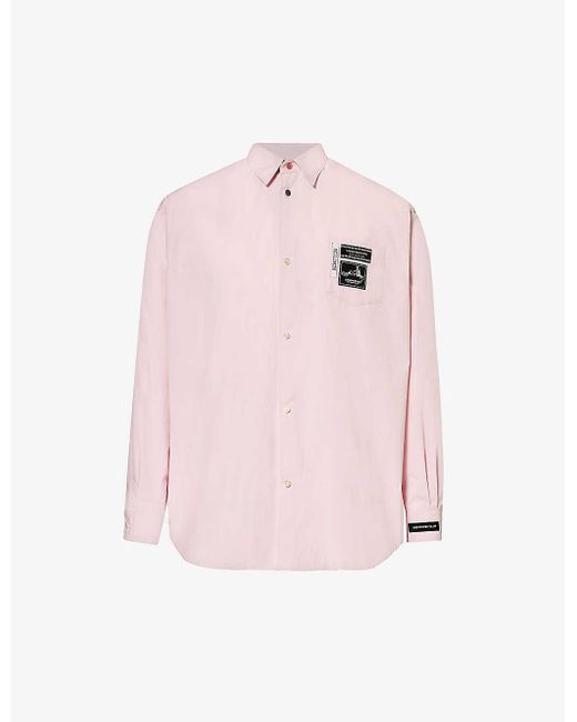 Undercover Pink Brand-patch Long-sleeve Cotton-blend Shirt X for men