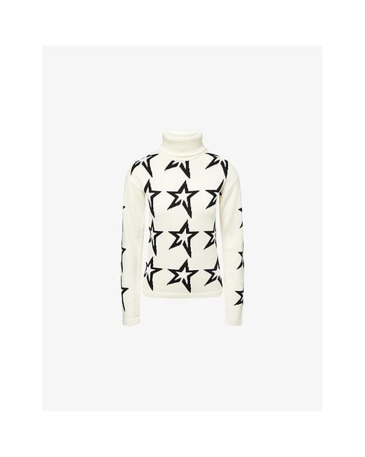 Perfect Moment White Star Dust Star-Pattern Merino-Wool Jumper