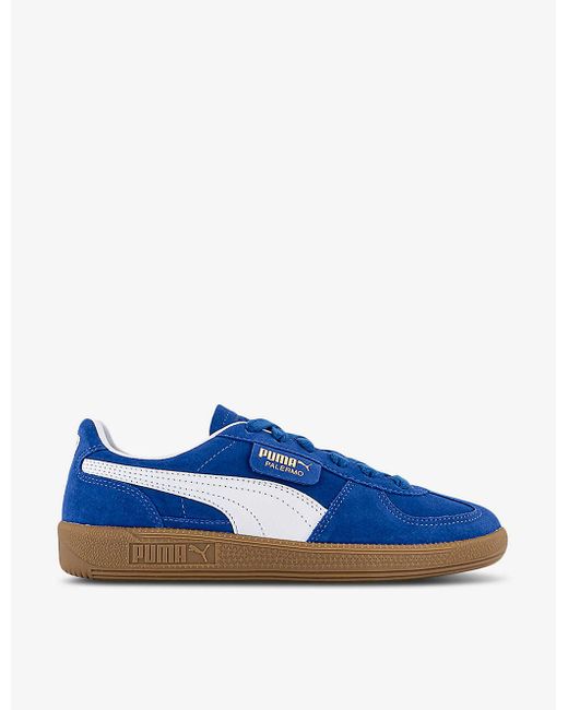 PUMA Blue Palermo Logo-tab Suede Low-top Trainers