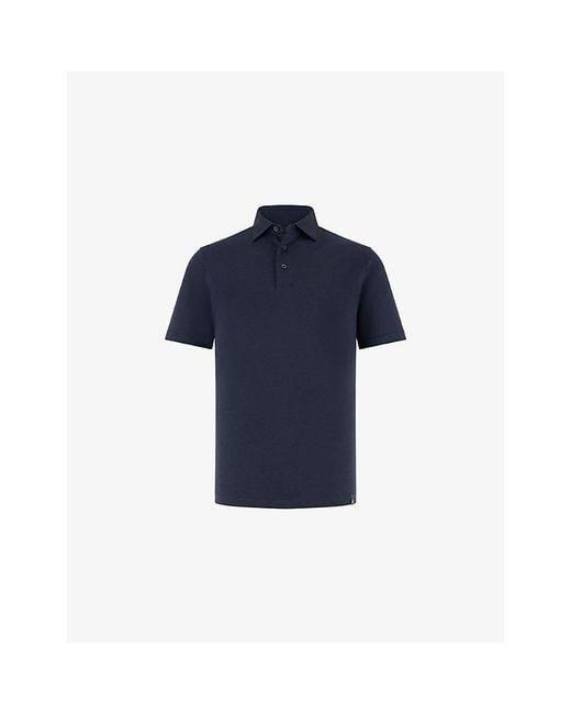 Boggi Blue Regular Short-Sleeve Cotton And Silk-Blend Polo for men