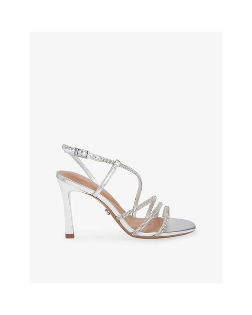 Carvela Kurt Geiger White Paparazza Wide-Fit Jewel Heeled Woven Sandals