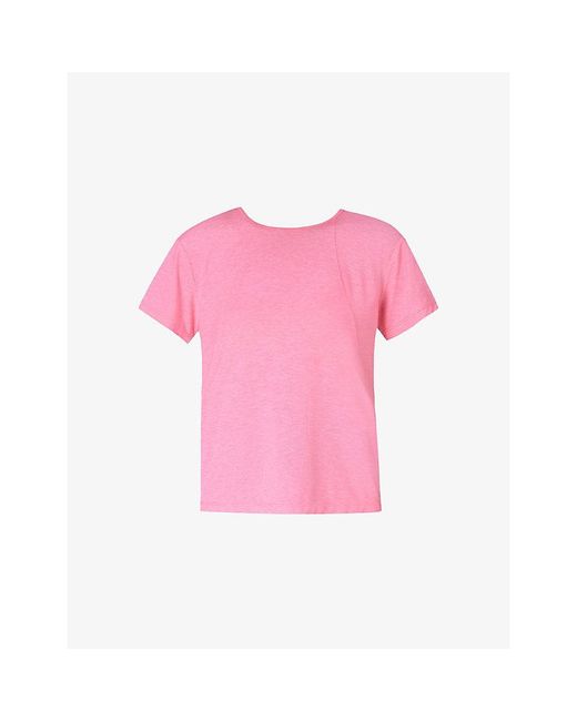 Sweaty Betty Pink Soft Flow Studio Strappy-Back Stretch-Jersey T-Shirt