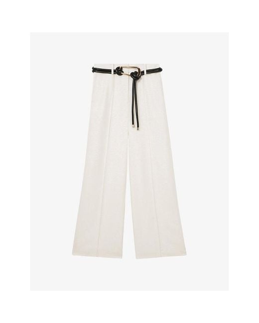 Reiss White X Atelier Belted Wide-Leg Woven Suit Trousers