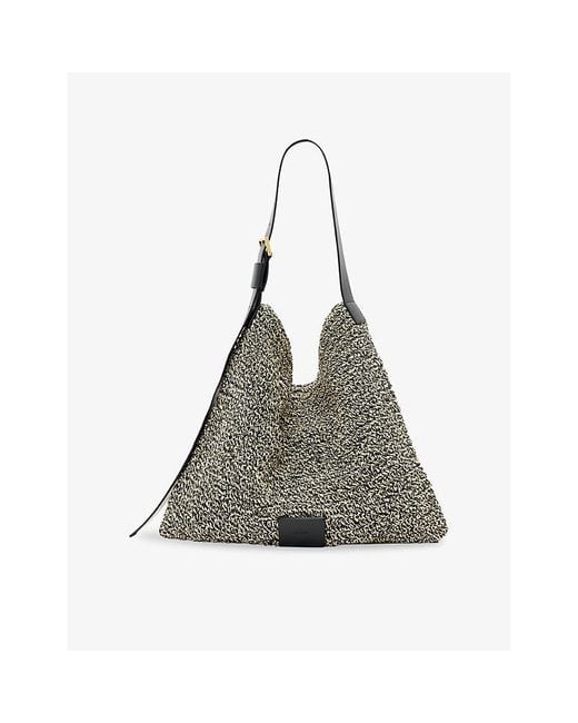 AllSaints Black Asha Raffia Shoulder Bag