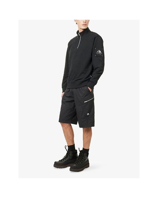 Moose Knuckles Black Hartsfield Logo-Patch Cotton Sweatshirt for men