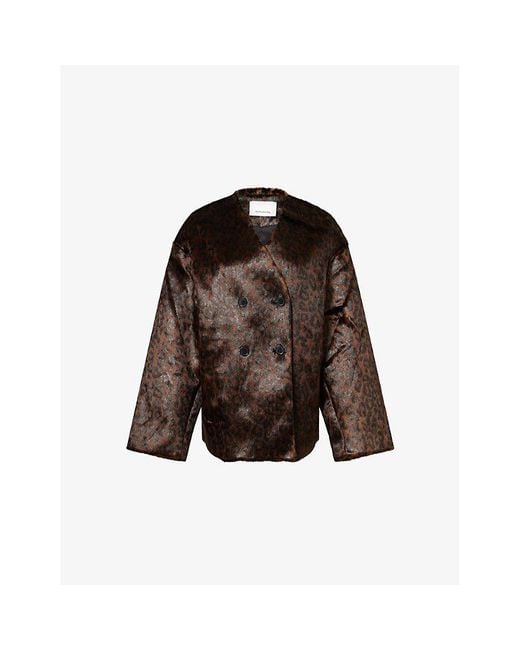 Frankie Shop Brown Valentina Leopard Faux-Fur Coat
