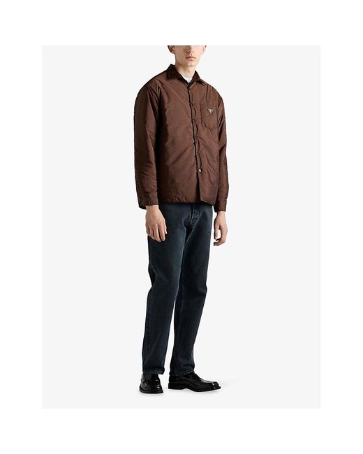 Prada Brown Long-Sleeve Re-Nylon Shirt for men