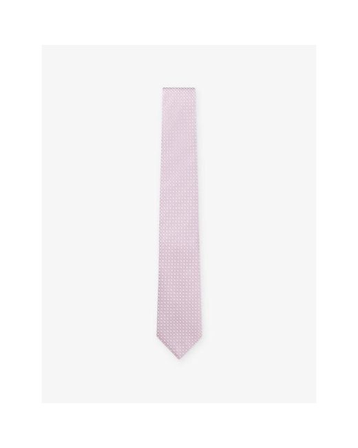 Boss Pink Square-Pattern Silk-Blend Tie for men